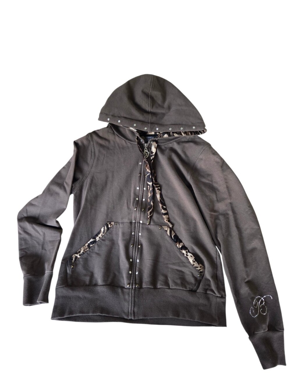 Vtg Christine Alexander Leopard Zip Up Hoodie